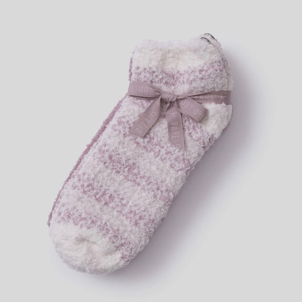 Barefoot Dreams CozyChic Teaberry Heathered Stripe 2 Pair Ankle Sock Set