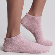 Barefoot Dreams CozyChic Teaberry Heathered Stripe 2 Pair Ankle Sock Set