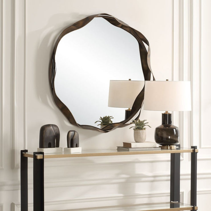Uttermost Catch The Wave Iron Frame Bronzed Round Mirror