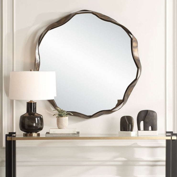 Uttermost Catch The Wave Iron Frame Bronzed Round Mirror