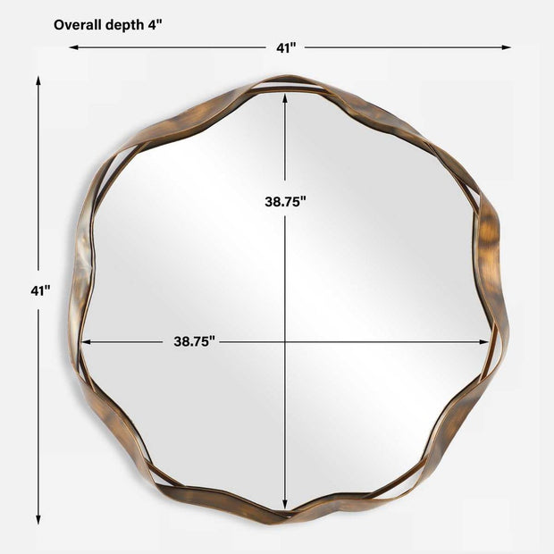 Uttermost Catch The Wave Iron Frame Bronzed Round Mirror