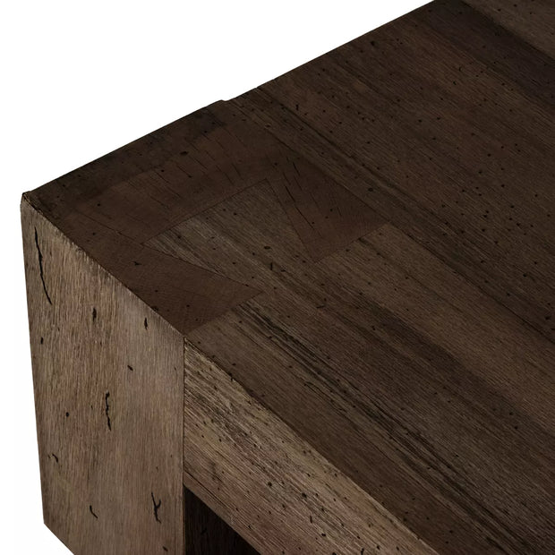 Four Hands Abaso Rectangular Coffee Table ~ Ebony Rustic Wormwood Oak Wood Finish