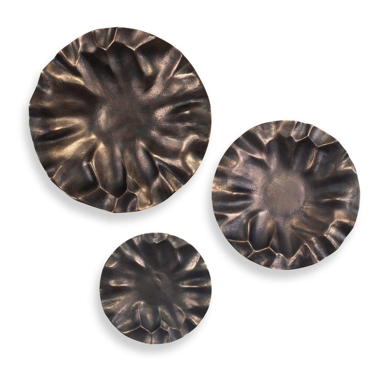 Uttermost Peonia Golden Dark Bronze Indoor And Outdoor Wall Decor ~ Set Of 3
