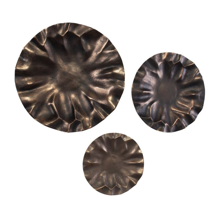 Uttermost Peonia Golden Dark Bronze Indoor And Outdoor Wall Decor ~ Set Of 3