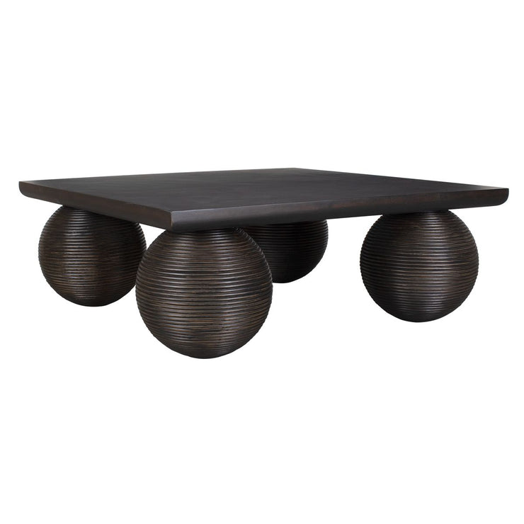 Uttermost Kasson Distressed Black Mango Wood and Rattan Coffee Table