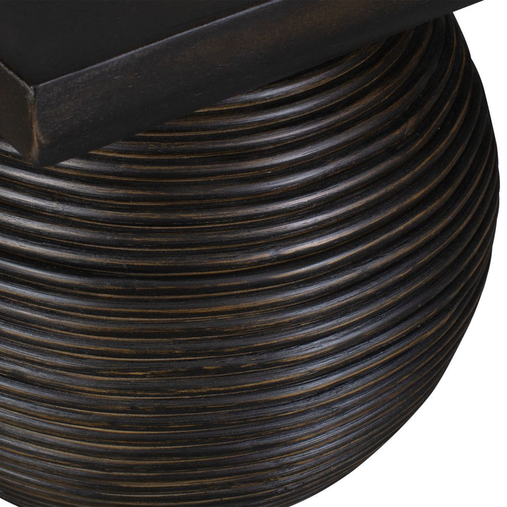 Uttermost Kasson Distressed Black Mango Wood and Rattan Coffee Table