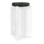 Uttermost Olina White Marble Base With Thick Cast Glass Accent Table ~ Indoor and Outdoor Use