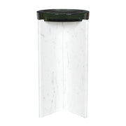 Uttermost Olina White Marble Base With Thick Cast Glass Accent Table ~ Indoor and Outdoor Use