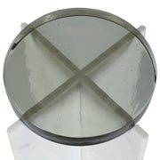 Uttermost Olina White Marble Base With Thick Cast Glass Accent Table ~ Indoor and Outdoor Use