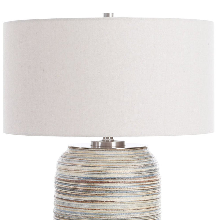 Uttermost Prospect Brown, Taupe, And Cream Table Lamp With Light Beige Linen Shade ~ Large