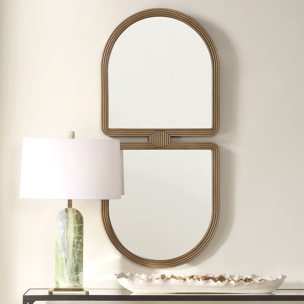 Uttermost Jacques Modern Art Deco Antiqued Gold Framed Mirror