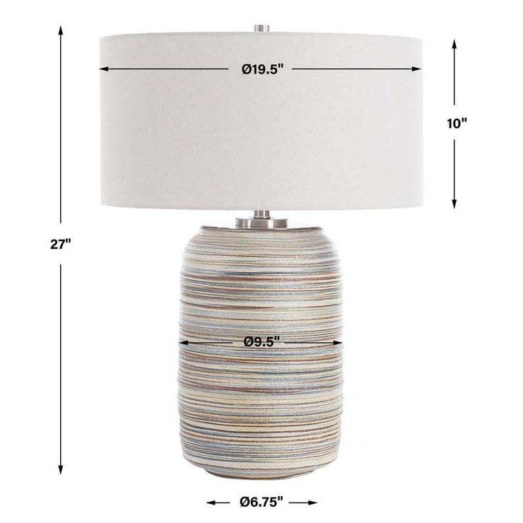 Uttermost Prospect Brown, Taupe, And Cream Table Lamp With Light Beige Linen Shade ~ Large