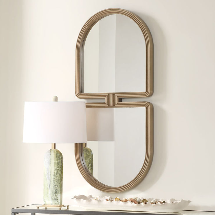 Uttermost Jacques Modern Art Deco Antiqued Gold Framed Mirror