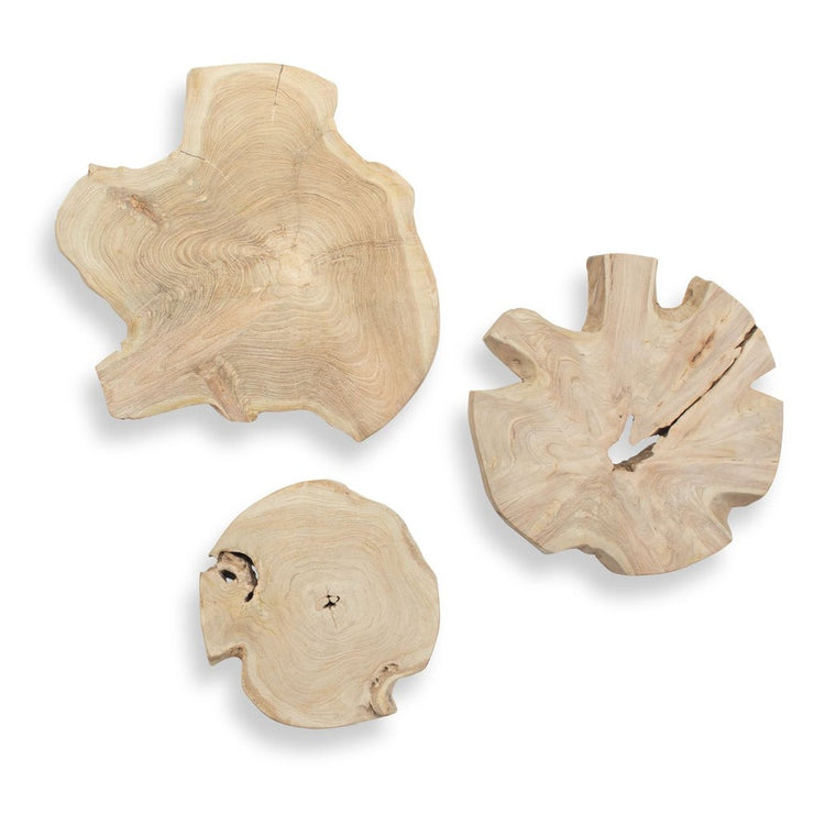 Uttermost Kalani Light Bleached Teak Wood Indoor And Outdoor Wall Decor ~ Set Of 3