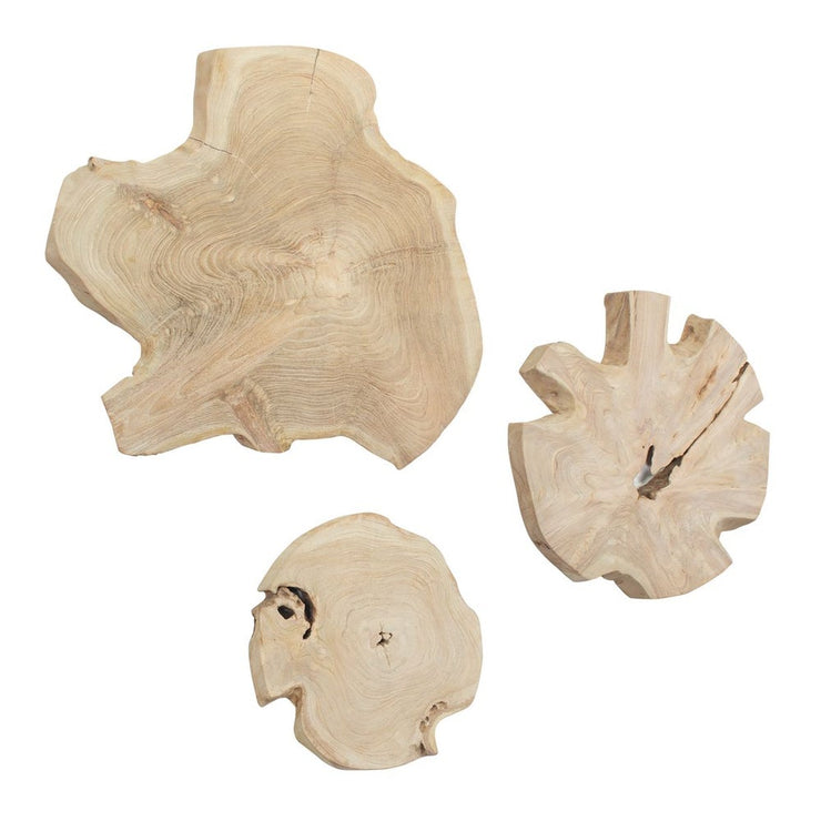 Uttermost Kalani Light Bleached Teak Wood Indoor And Outdoor Wall Decor ~ Set Of 3