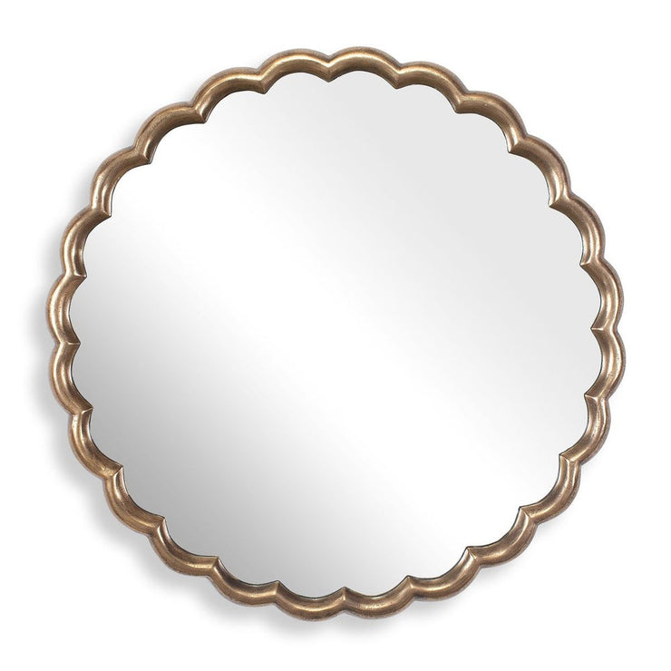 Uttermost Cerrito Antiqued Brass Curved Scalloped Round Mirror