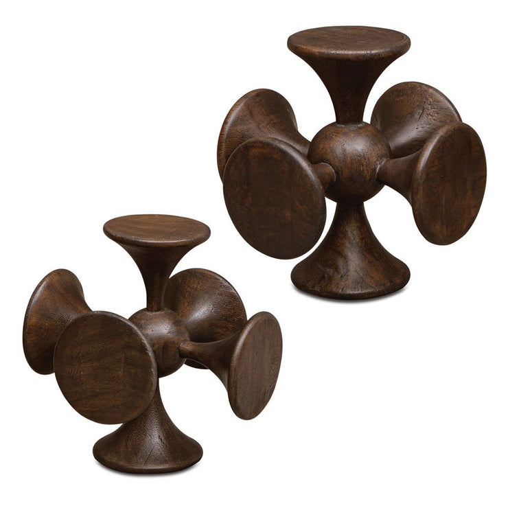 Uttermost Balanced Harmony Sculptures Dark Walnut Suar Wood Set Of Two