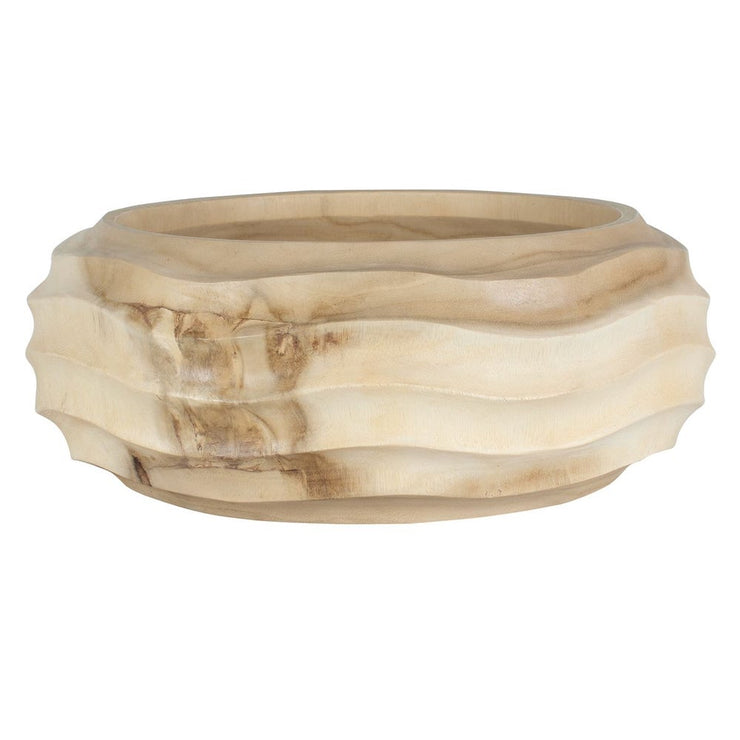 Uttermost Waveform Handcrafted Suar Wood Sculptural Bowl