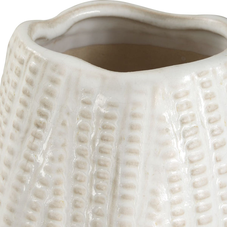 Uttermost Echo White Ceramic Ridge Vases ~ Set of 2