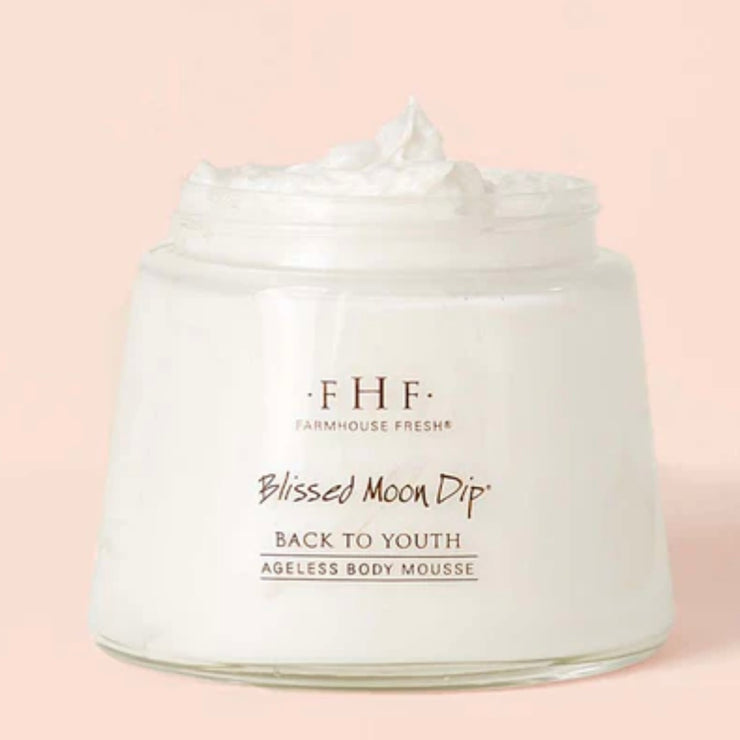 Farmhouse Fresh Blissed Moon Dip Back To Youth Body Mousse 8 oz. Glass Jar With Scoop