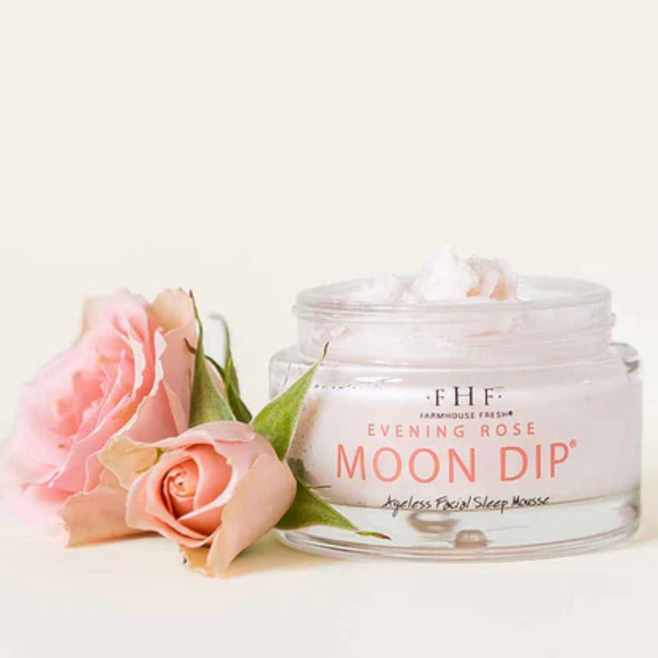 Farmhouse Fresh Evening Rose Moon Dip Ageless Facial Sleep Mousse with Peptides + Retinol 1.7 oz.  Glass Jar