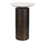 Uttermost Oslo Dark Bronze Iron and White Marble Top Accent Table ~ Indoor And Outdoor Use