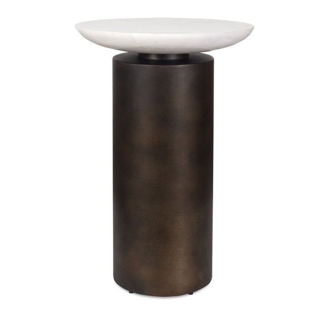Uttermost Oslo Dark Bronze Iron and White Marble Top Accent Table ~ Indoor And Outdoor Use