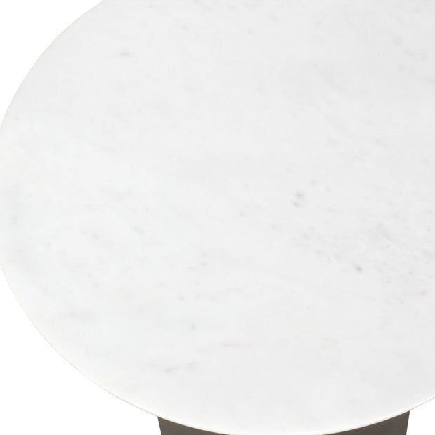 Uttermost Oslo White Marble Top With Bronze Base Accent Table ~ Indoor And Outdoor Use