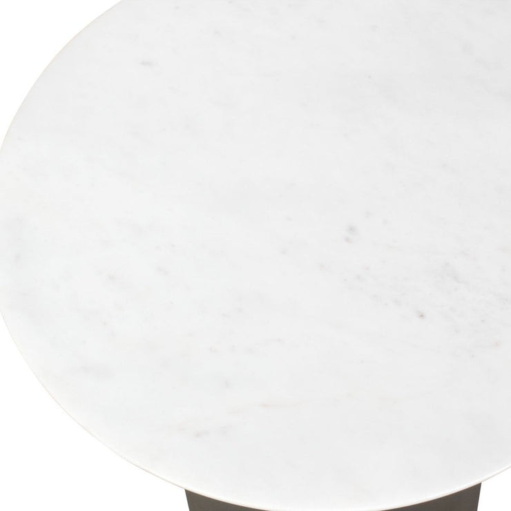 Uttermost Oslo White Marble Top With Bronze Base Accent Table ~ Indoor And Outdoor Use
