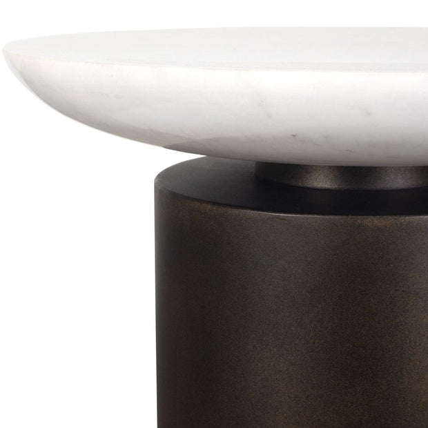 Uttermost Oslo Dark Bronze Iron and White Marble Top Accent Table ~ Indoor And Outdoor Use