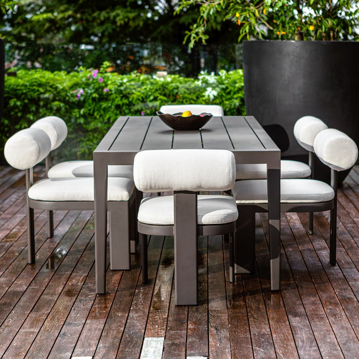 Uttermost Bolster Back Oyster White Upholstered Outdoor Dining Chair