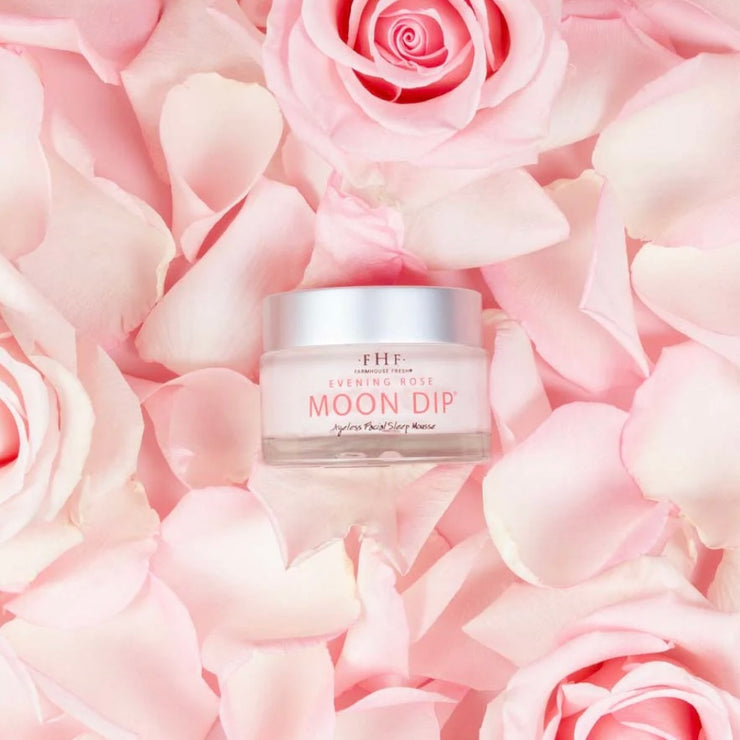Farmhouse Fresh Evening Rose Moon Dip Ageless Facial Sleep Mousse with Peptides + Retinol 1.7 oz.  Glass Jar