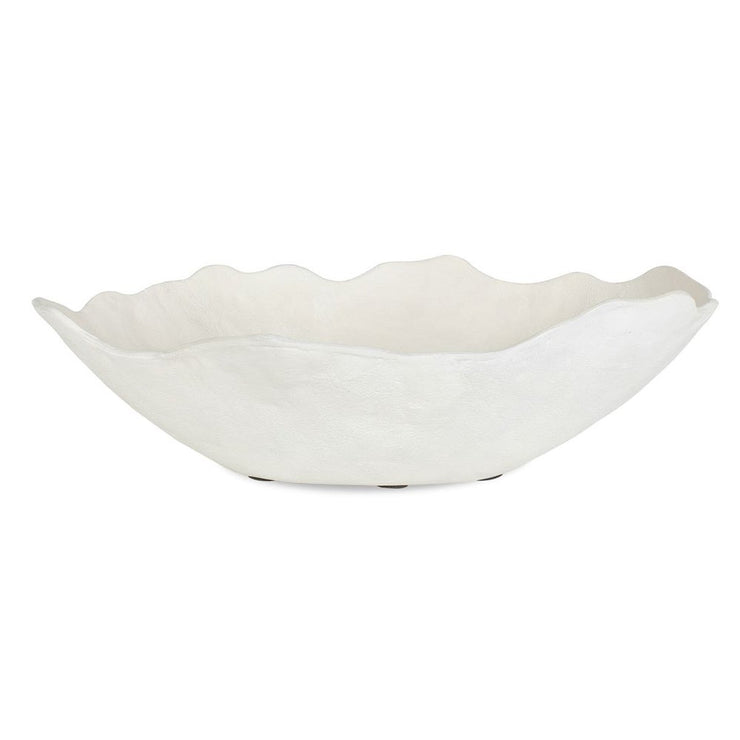Uttermost Obscura Warm White Wavy Edge Decorative Bowl ~ Indoor And Outdoor Use