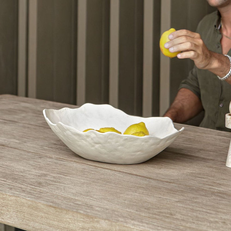Uttermost Obscura Warm White Wavy Edge Decorative Bowl ~ Indoor And Outdoor Use