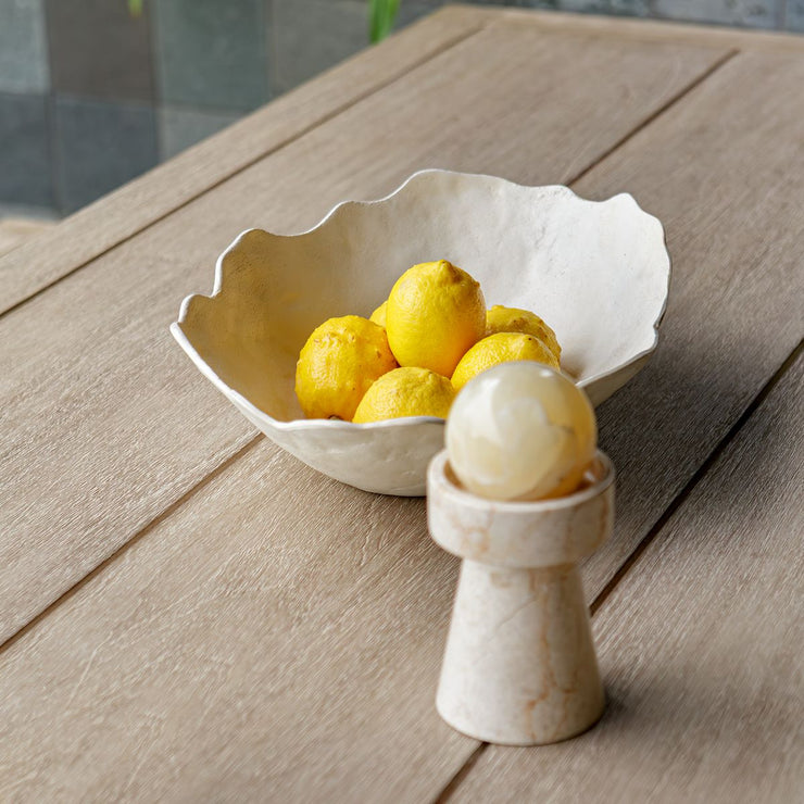 Uttermost Obscura Warm White Wavy Edge Decorative Bowl ~ Indoor And Outdoor Use
