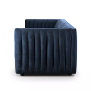 Four Hands Augustine Channeled Sofa 97” ~ Sapphire Navy Upholstered Velvet Fabric