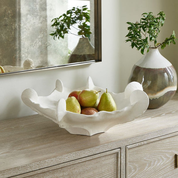 Uttermost Coral Mirage Matte White Ceramic Bowl ~ Indoor And Outdoor Use