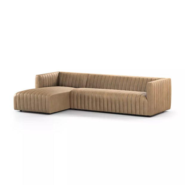 Four Hands Augustine Channeled 2 Piece  Left Chaise Sectional 105” ~ Palermo Drift Top Grain Leather