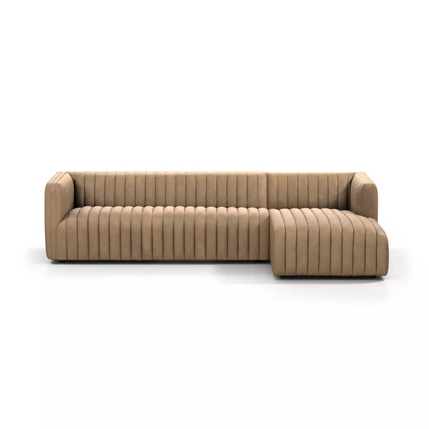 Four Hands Augustine Channeled 2 Piece Right Chaise Sectional 105” ~ Palermo Drift Top Grain Leather