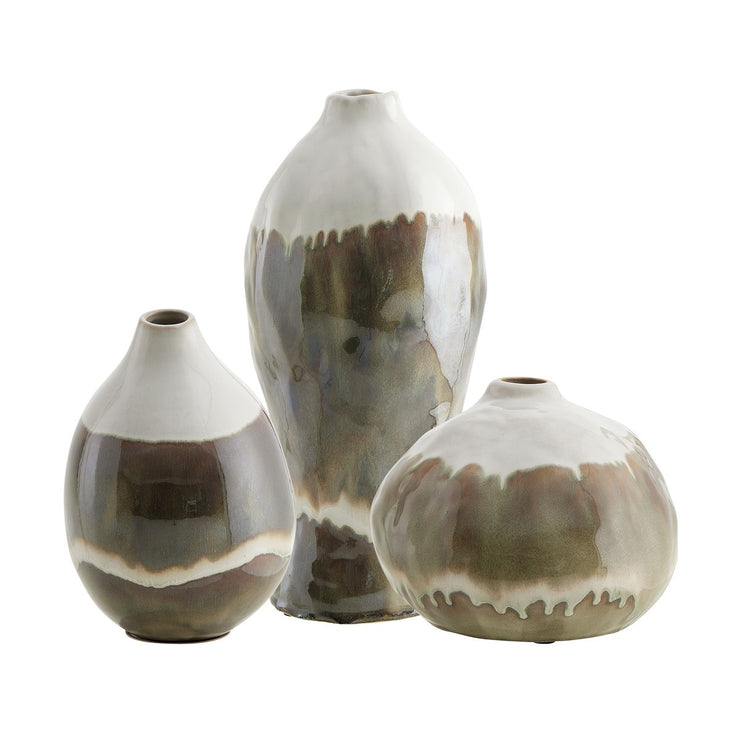 Uttermost Earthflow Set of 3 Glazed Ceramic Vases ~ Indoor And Outdoor Use