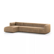 Four Hands Augustine Channeled 2 Piece Left Chaise Sectional 126” ~ Palermo Drift Top Grain Leather