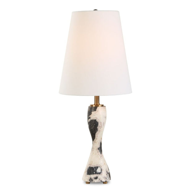 Uttermost Macela Black and White Marble Buffet Lamp With White Linen Shade