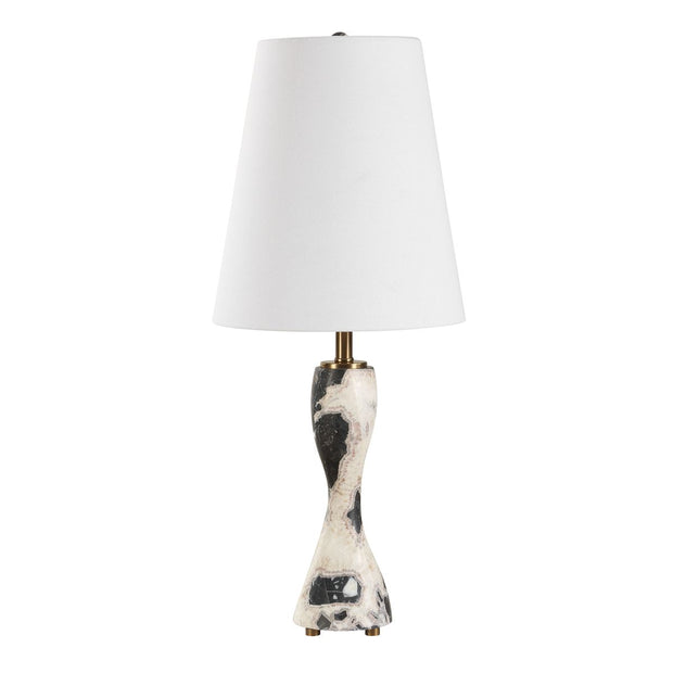 Uttermost Macela Black and White Marble Buffet Lamp With White Linen Shade