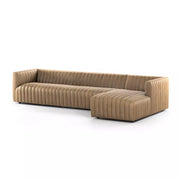 Four Hands Augustine Channeled 2 Piece Right Chaise Sectional 126” ~ Palermo Drift Top Grain Leather