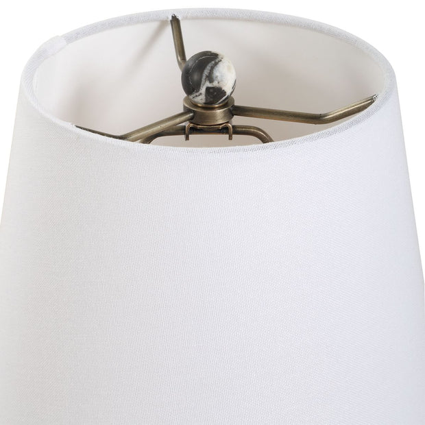 Uttermost Macela Black and White Marble Buffet Lamp With White Linen Shade