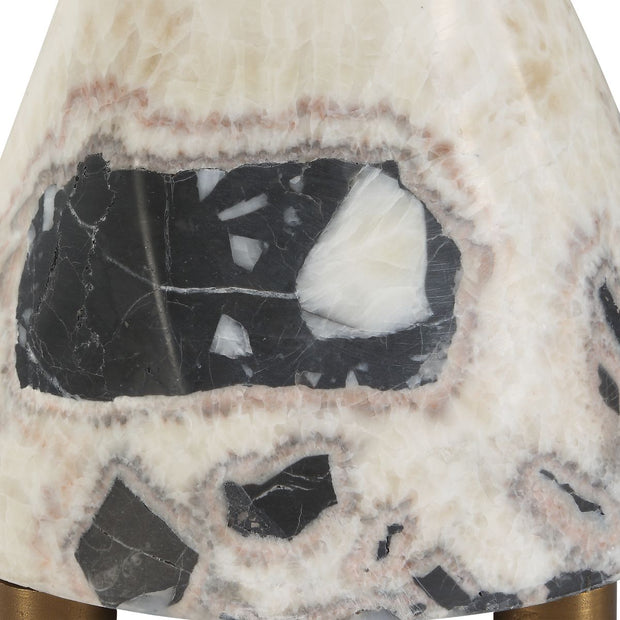 Uttermost Macela Black and White Marble Buffet Lamp With White Linen Shade