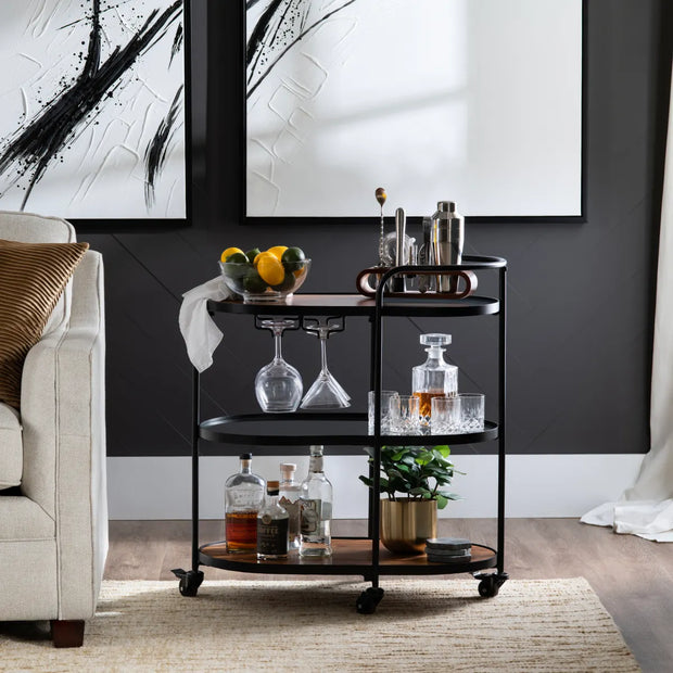 Crestview Collection Jaxon Mango Wood Bar Cart