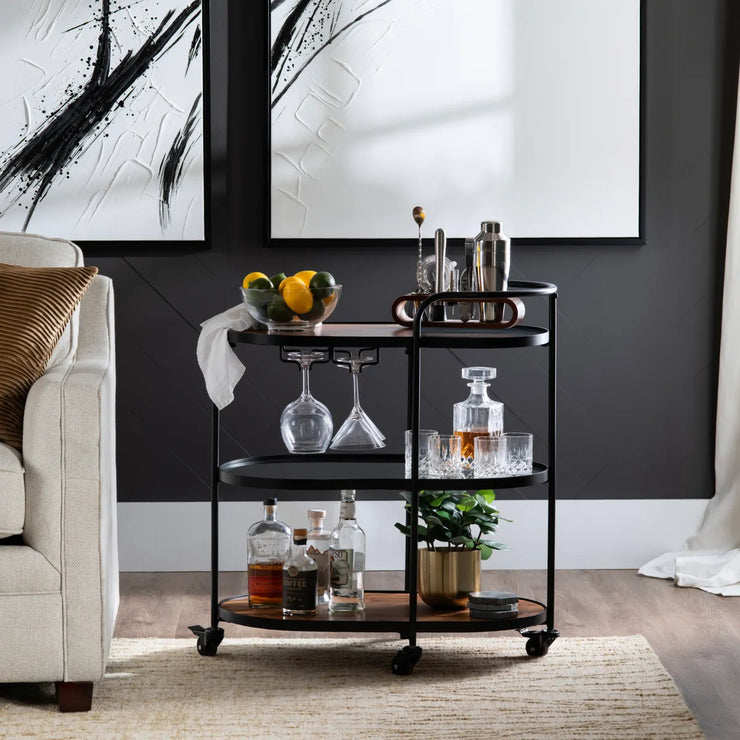 Crestview Collection Jaxon Mango Wood Bar Cart