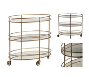 Crestview Collection Waterford Antique Mirror Shelves Bar Cart