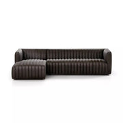 Four Hands Augustine Channeled 2 Piece Left Chaise Sectional 105” ~ Deacon Wolf Top Grain Leather